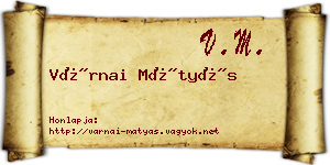 Várnai Mátyás névjegykártya